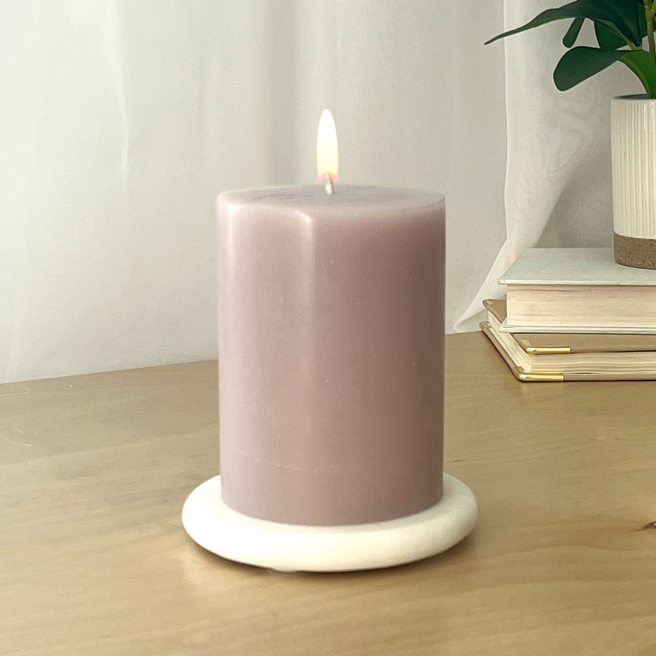 Mainstays Single Wick 3 in x 4 in Pillar Candle, Unscented, Taupe