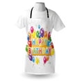 thumbnail image 3 of Birthday Apron The Words Happy Birthday with Vivid Balloons Confetti Rain Blithesome Happy Day, Unisex Kitchen Bib Apron with Adjustable Neck for Cooking Baking Gardening, Multicolor, by Ambesonne, 3 of 3
