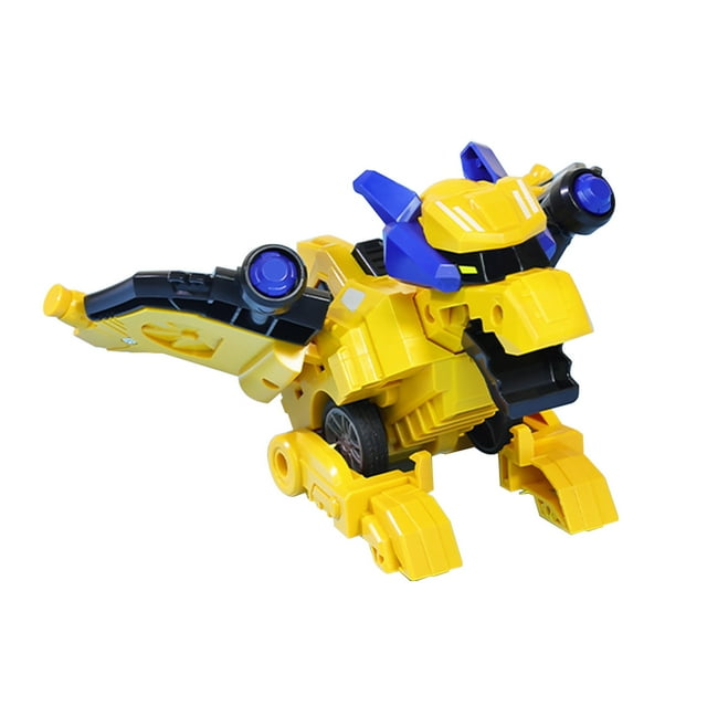 Yellow Collision Dinosaur Car Toy Transforming Into Machine For Boys Creative Entertainment