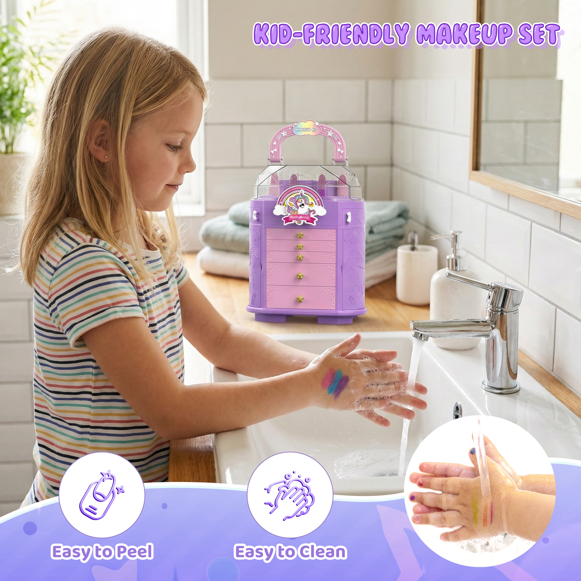 Perryhome Unicorn Kids Washable Makeup Set photo 6