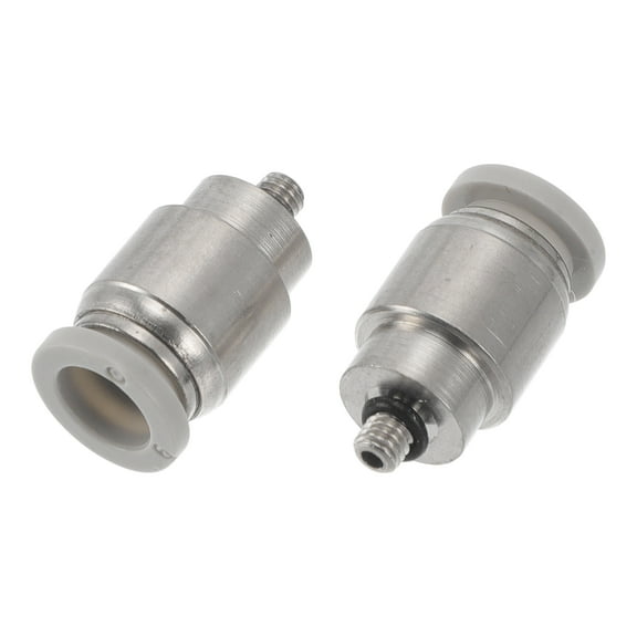 Unique Bargains Push to Connect Air Fittings 15/64" Pneumatic Push In Connector Plastic Metal M3 2 Pcs White Silver Tone