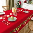 thumbnail image 2 of Christmas Table Cloth - Rectangle 60 x 102 Inch - Bell&Flower Printed Water Resistant Tablecloth, Decorative Fabric Table Cover for Holiday Party Dinner, 2 of 6