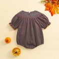 thumbnail image 4 of Weebloom Halloween Baby Rompers Girl Bodysuits Casual Short Sleeve Top With Pumpkin Embroidery Collar Kids Jumpsuits Dailywear,1-2 Years, 4 of 8