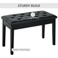 thumbnail image 6 of Favory Piano Bench, Duet Piano Chair with Faux Leather Padded Cushion and Wooden Frame, Button Tufted Keyboard Bench, Black, 6 of 11