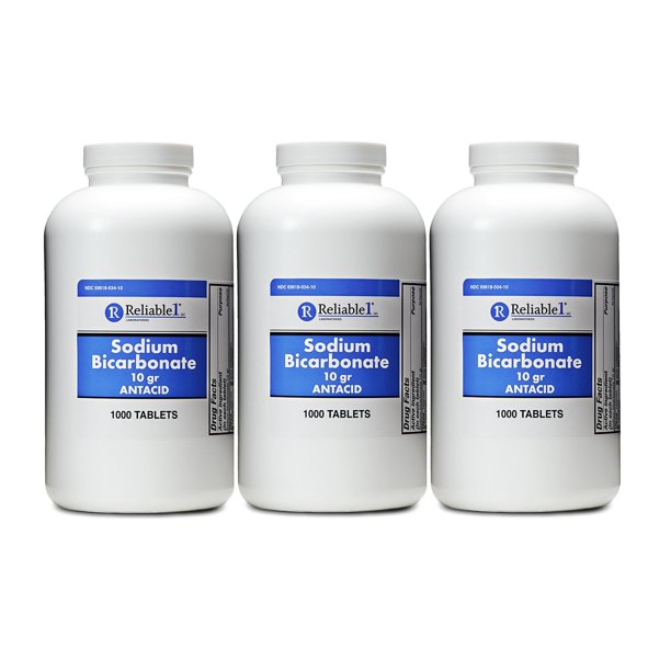 Sodium Bicarbonate 650 mg 1000 Antacid Tablets, for Relief of Acid