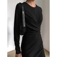 thumbnail image 5 of Women'S Long Sleeves Retro Style Fitted Waist Slimming Bodycon Dress Black S, 5 of 7