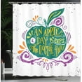 thumbnail image 4 of Ambesonne Inspirational Shower Curtain, Apple Fruit Phrase, 69"Wx84"L, Purple and Green, 4 of 5