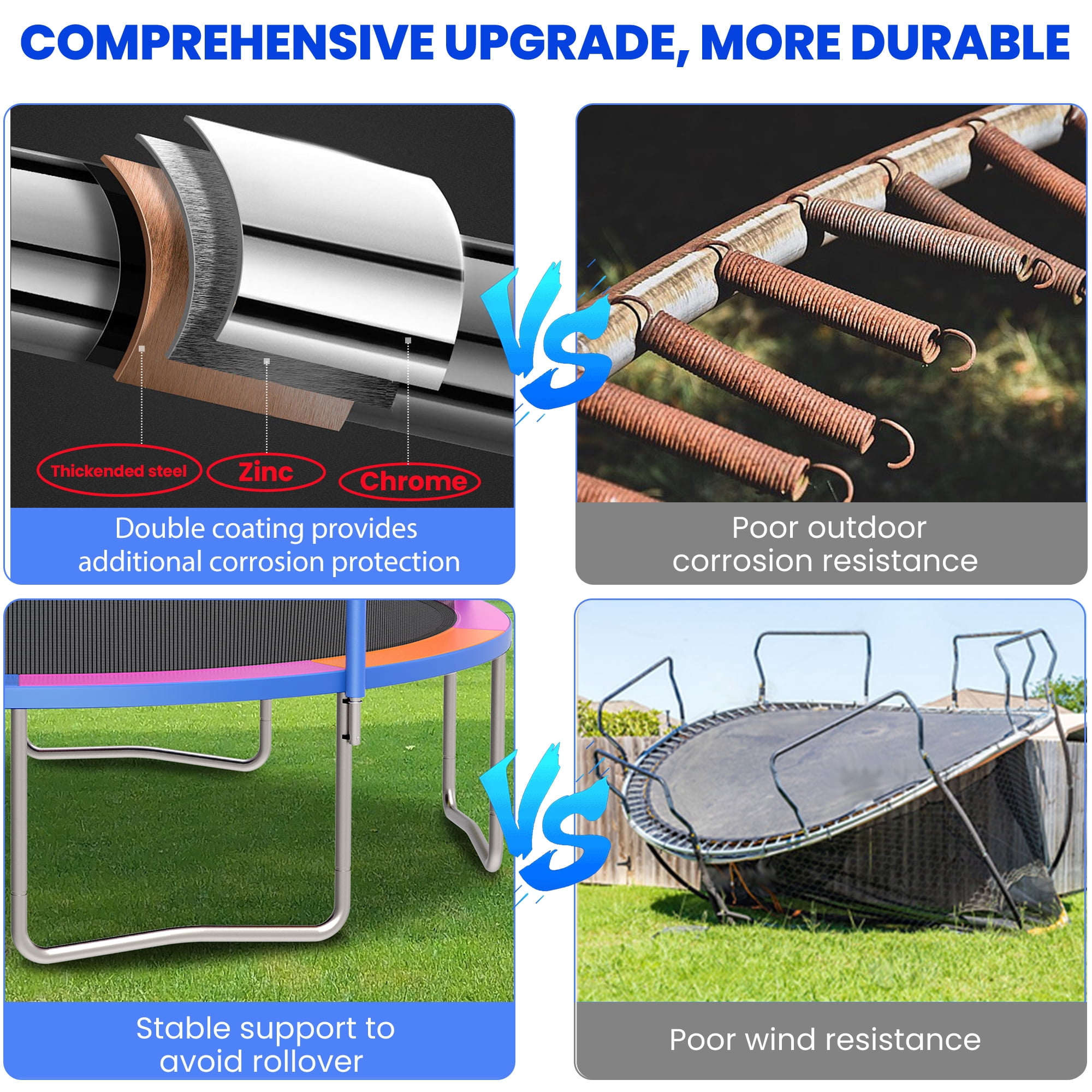 Outdoor Trampoline for Kids, Seizeen 12FT Kids Trampoline W/ Enclosure Net, Heavy-duty Rebounder Trampoline with Basketball Hoop, Ladder, Upgraded 4-W Support