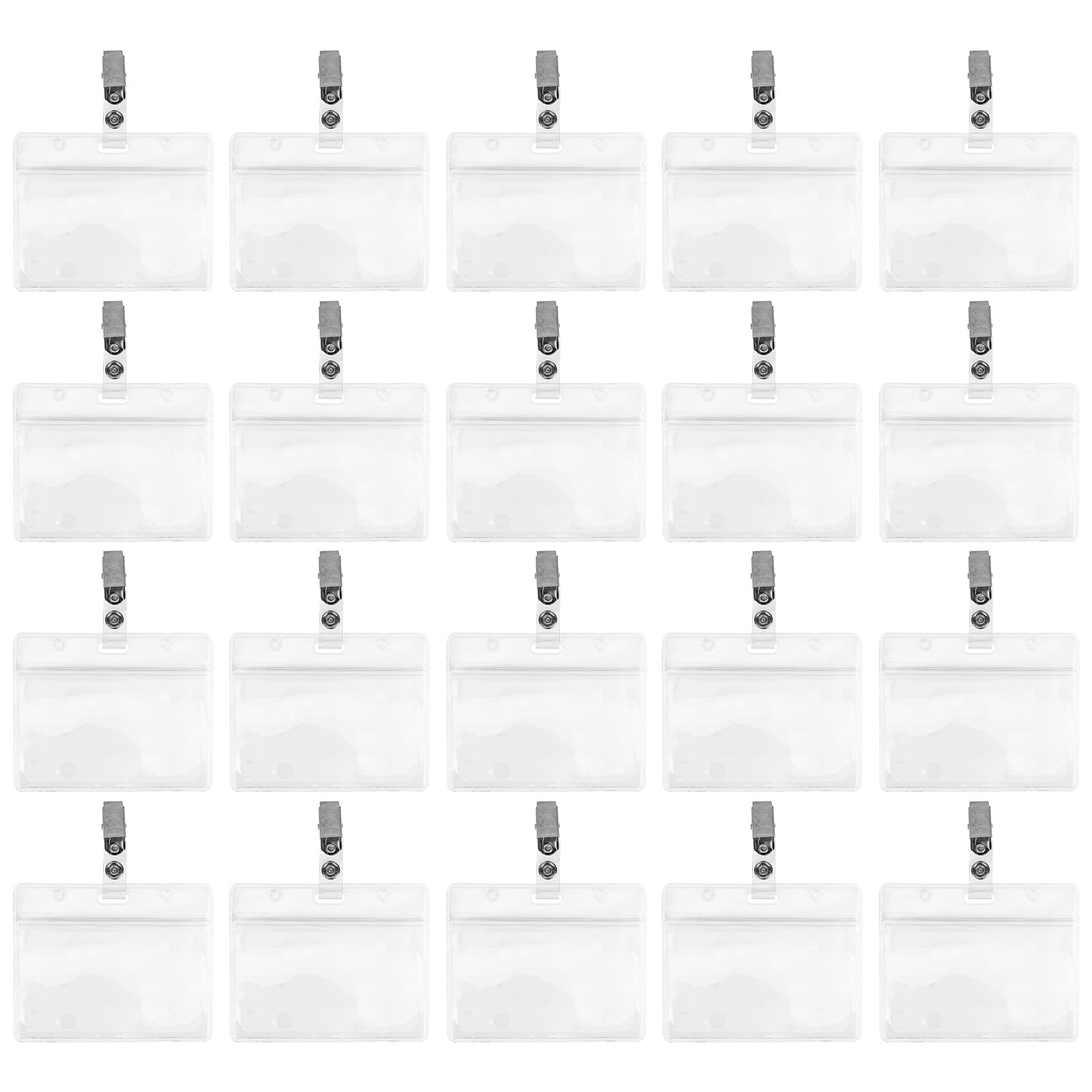 20Pcs Clear Name Tag Work Cards Cover ID Card Holder Clear Cards