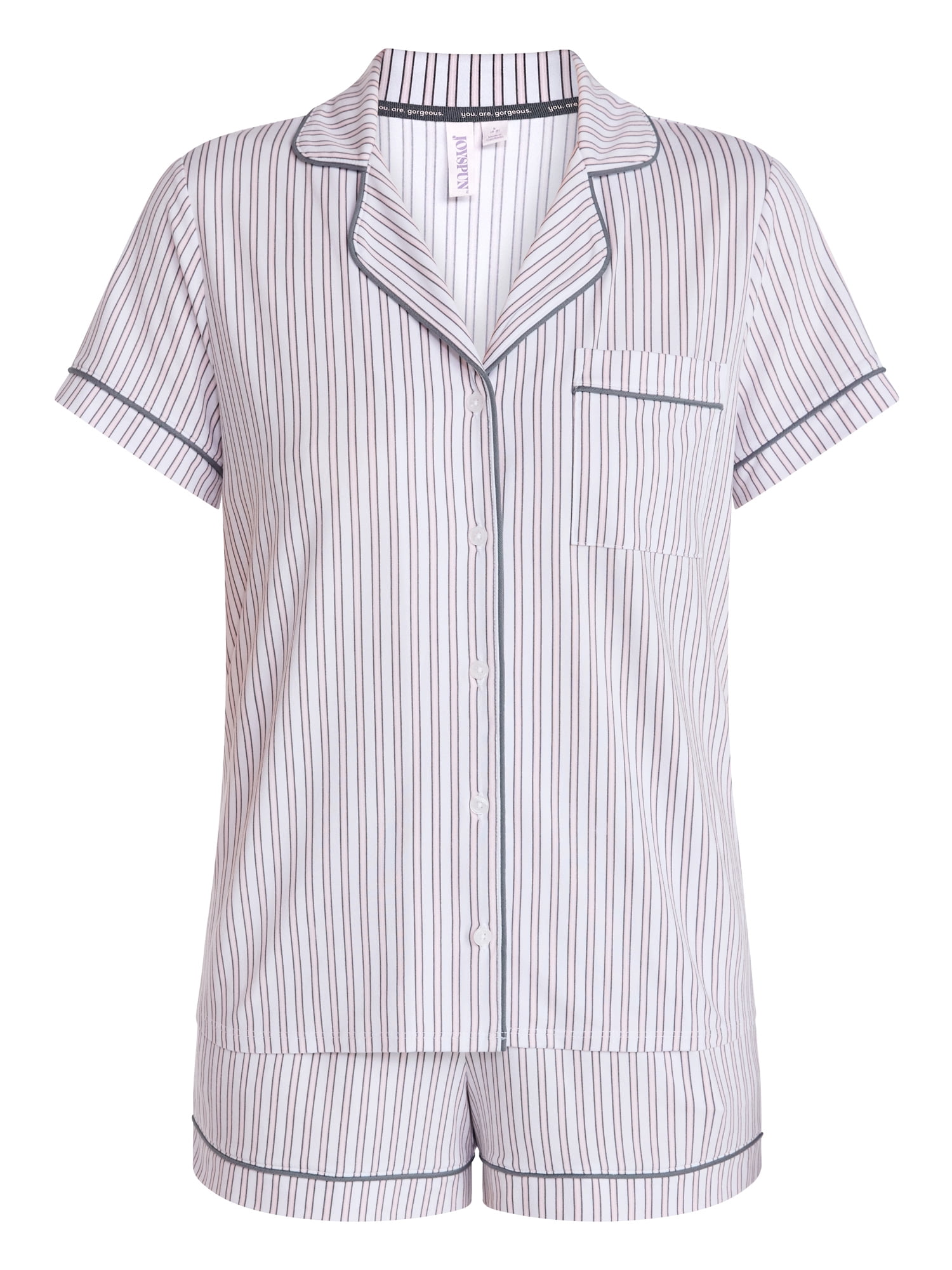 Joyspun Women's Dreamy Soft Collection Notch Collar Top and Shorts Pajama Set, 2-Piece, Sizes XS-3X