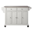 thumbnail image 1 of Pemberly Row Traditional Wood/Stainless Steel Top Kitchen Cart in White, 1 of 6