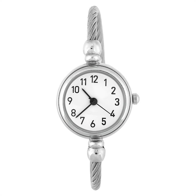 Reloj de pulsera Bling Bling analógico redondo de aleación de Cuarzo con correa abierta Esfera blanca Números arábigos