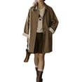 thumbnail image 3 of Women'S Oversized Button Down Denim Shirt Jacket Shacket Loose Fit Brown M, 3 of 9