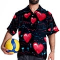 thumbnail image 4 of Valentine's Day Love ECG Men's Short Sleeve Poplin Shirt, Casual Printed Beach Button Down Summer Unisex Shirts, 4 of 6