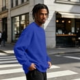 thumbnail image 6 of Dwellite Men's Crewneck Sweater Long Sleeve Pullover Sweaters Business Casual Lightweight Stretch Sweaters for Fall Winter Blue L, 6 of 9