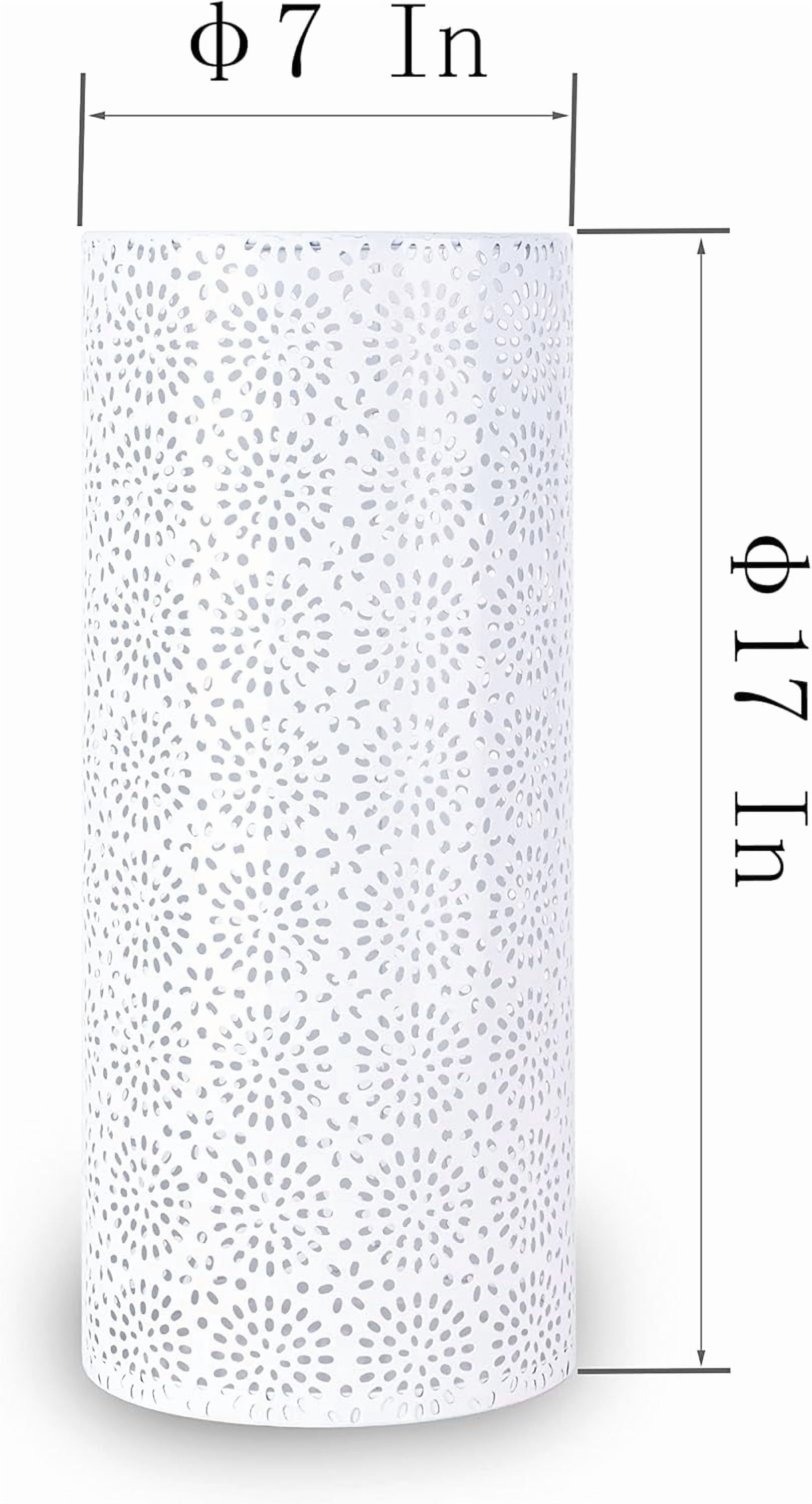 Umbrella Stand Rack for Entryway, Free Standing Metal Umbrella Holder, Round Umbrella Organizer Bin with 3 Hooks for Long Short Umbrella, Walk Stick, Home Office Indoor, 17 x 7 Inch, White