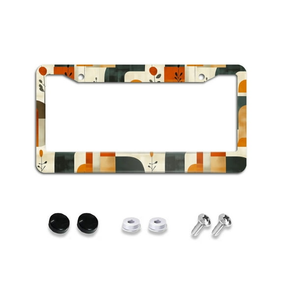 Retro Geometric License Plate Frames for Women Men Car Plate Holder Cover Metal Tag Aluminum Car Accessories Front Rear Plate Decor
