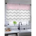 thumbnail image 5 of Sheer Curtains 45 Inch Length 2 Panels Set for Kitchen, Grey Chevron Semi Sheer Curtains for Windows, Geometric Pink Print Wavy Striped White Voile Window Treatments Rod Pocket Curtain, 5 of 7