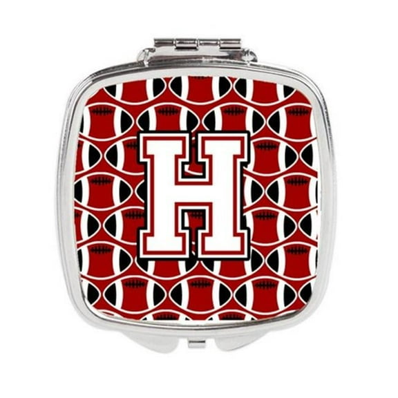 Letter H Football Cardinal & White Compact Mirror