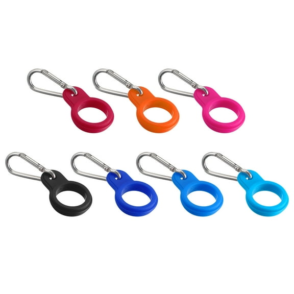 Uxcell Silicone Water Bottle Clip with Buckle 7 Pack Drink Holder Hook Keychain Clip Ring Silver Buckle
