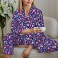 thumbnail image 6 of Yiaed colorful Skull butterfly flower1 Print Pajamas Women's Long Sleeve Sleepwear Soft Button Down Loungewear Pjs Lounge Set Nightwear Womens Pajama Pants-Small, 6 of 7