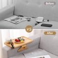 thumbnail image 4 of Kssiaz Couch Arm Tray  Bamboo Sofa Tray Table for Couch  Sofa Armrest Tray Table  -Slip Armrest Organizer  Foldable Couch Cup Holder for Snacks  Phone  Control  Cups  Natural, 4 of 8