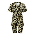 thumbnail image 5 of Xmyrz Young Adult Outfits Sets Women Shorts Set Elastic Wasit Sports Leopard Print Short Sleeve Fitness Yoga V-Neck Going Out Outfit Clothing Suits, 5 of 6