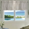thumbnail image 3 of Beige Striped Farmhouse Short Window Curtain Valances, Grey Geometric Minimalist Modern Artwork Rod Pocket Kitchen Valances for Living Room Bedroom Bathroom Cafe 60" x 18", 3 of 8