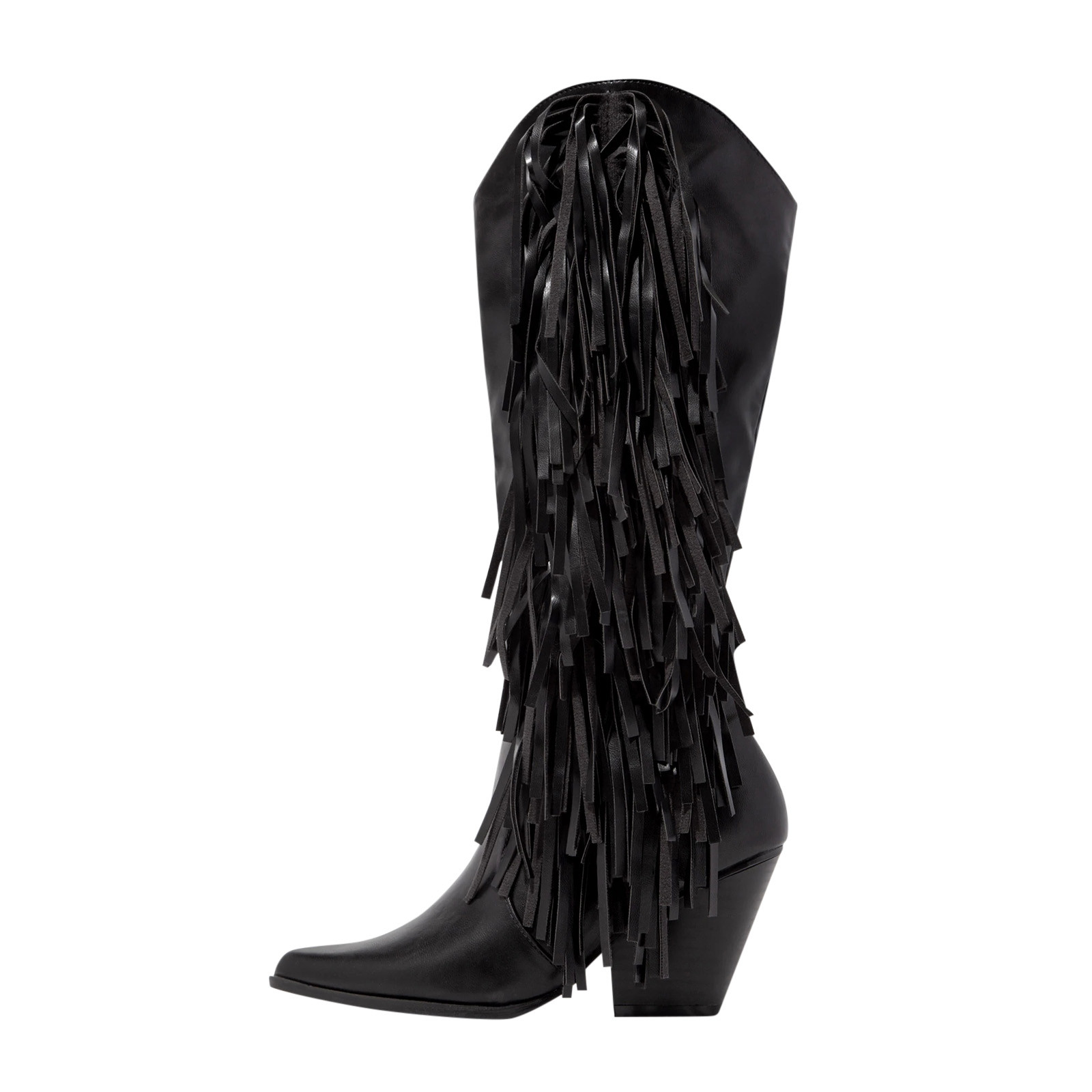 Awdenio Bottes Hautes d'Hiver pour Femmes avec Manches à Franges Couleur Unie et Talon Bas