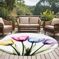 thumbnail image 4 of Colorful Tulip Round Area Rug 7 FT, Non Slip Living Room Area Carpet, Farmhouse Luxury Flowers Botanical Washable Soft Circular Rug Non-Shedding Floor Carpet for Bedside Office Play Room Classroom, 4 of 9