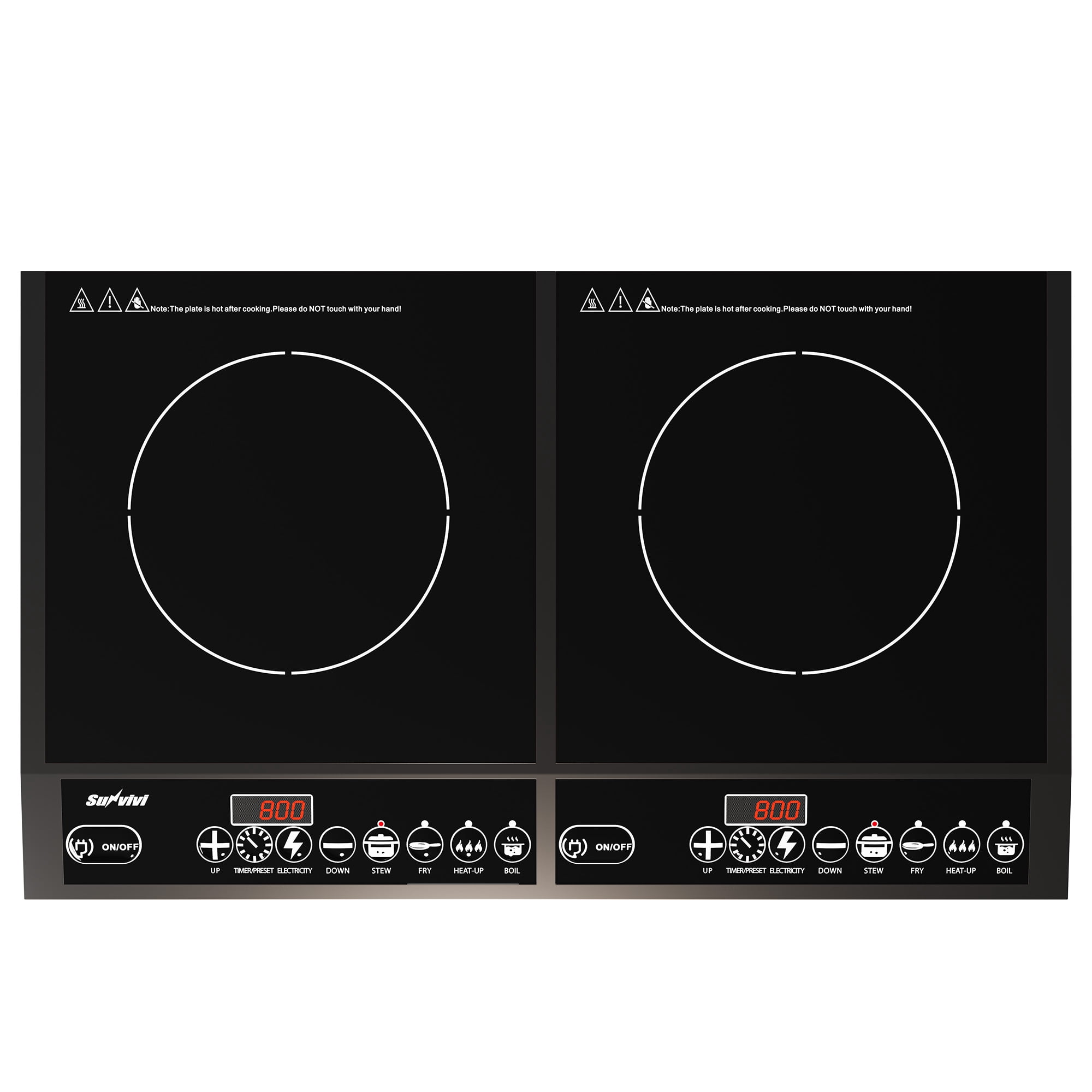 Heynemo Portable Dual Induction Cooktop, 1000W+800W Electric Double Burner Induction Cooker Hot Plate 8 Power 8 Temperature Settings, Countertop Burner with Timer, Black