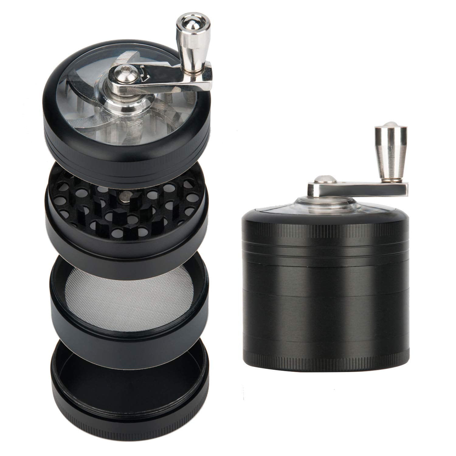 4 Part Metal Herbal Herb Spice Tobacco Grinder Personalization Unique Hand Crank Herb Grinder