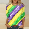 thumbnail image 4 of Womens Mardi Gras Tee Shirts Carnival Masked Graphic Crew Neck T Shirt Casual Fat-Tuesday Long Sleeve Party Tops Festival Mardi Gras Outfit 2026, 4 of 6