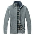thumbnail image 5 of BLTIBY Mens Full Zipper Cardigan Sweaters Jacket Fall Winter Solid Color Slim Fit Casual Stand Collar Ribbed Knit Long Sleeve Coat with Pockets Gray L, 5 of 6