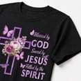 thumbnail image 2 of Blessed by God Saved by Jesus Christian Cross Floral T-Shirt, 2 of 9