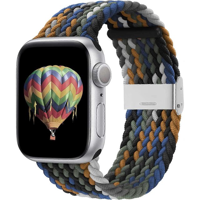Compatible with Apple Watch iWatch Bands 38mm 40mm 41mm 42mm 44mm 45mm Women Men, Adjustable Braided Solo Loop Stretchable Elastics Sport Wristband fo