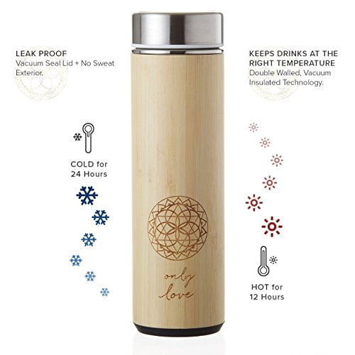 Original Bamboo Tumbler with Tea Infuser & Strainer by LeafLife, 17oz  Premium Tea Bottle, Vacuum Insulated Travel Tea Mug