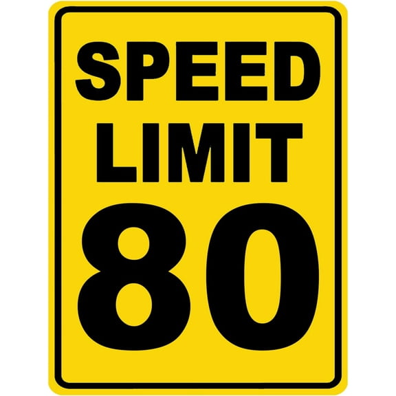 Speed Limit 80 Sign Mph Slow Warning Dector Traffic Road Highway Metal Tin Sign 12x8 Inch