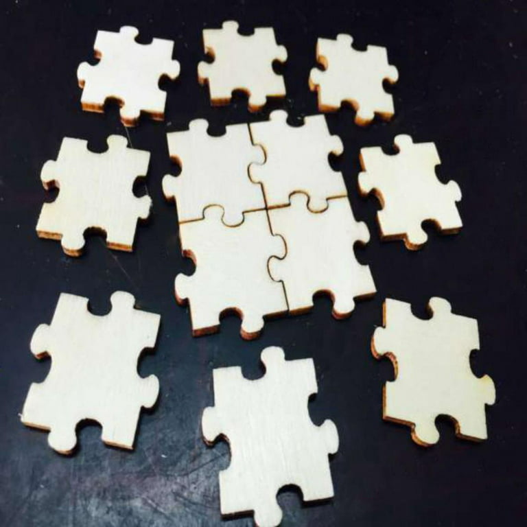 100 Blank Wooden Puzzle Pieces for Crafts, Unfinished Jigsaw, 1.9x1.6 in
