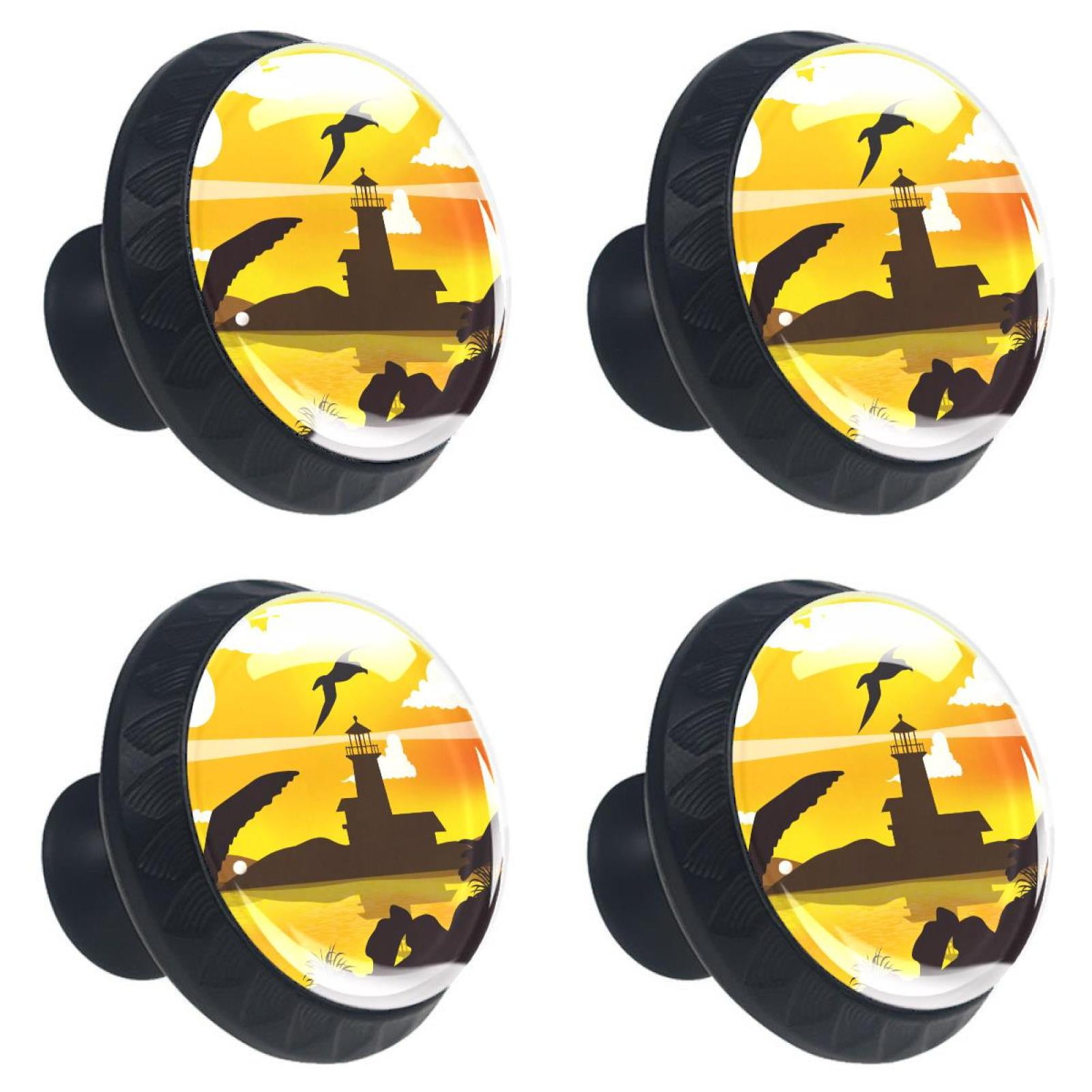 Ownta Lighthouse Albatross Bird Sunset Silhouette Black Round Glass ...