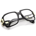 thumbnail image 5 of zeroUV Unisex Large Retro Hip Hop Style Clear Lens Square Eyeglasses 54mm (Shiny Black-Gold / Clear) - 54mm, 5 of 5