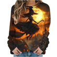 thumbnail image 1 of Chandail à Capuche Oversize pour Femmes, Chandail Imprimé Halloween, Col Rond Ample, Multicolore, 1 of 5