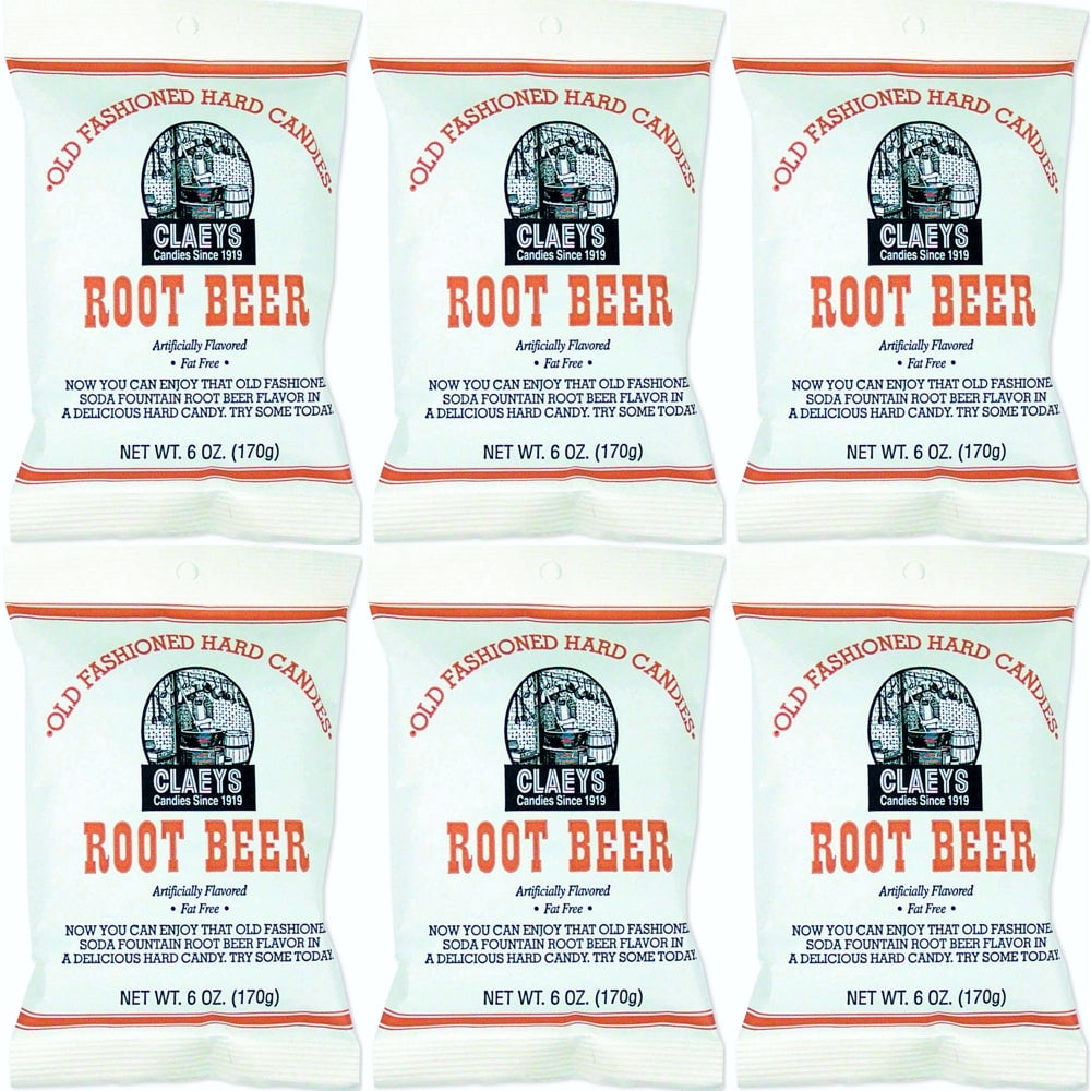 Claey's Sanded Sugar Hard Candy 6 6 oz. Bags Root Beer Drops