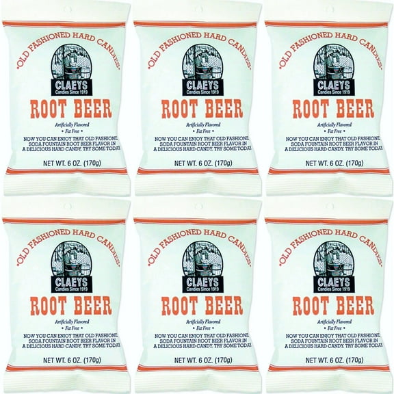 Claey's Sanded Sugar Hard Candy 6 - 6 oz. Bags Root Beer Drops