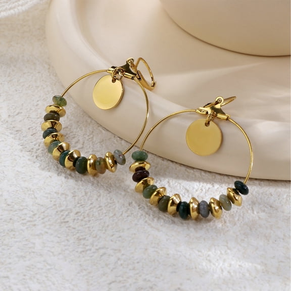 Sdmnsg-T Bohemian Crystal Dangle Earrings for Women Boho Vintage Gold Large Hoop Earrings Noble Earrings Jewelry Gift for Girlfriend Wife