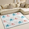 thumbnail image 2 of 5'3" x 4' (63 x 48 inch) Area Rug, Pad Cute Boy and Girl Elephants Nursery Rugs Floor Mat for Kids Playing Room Living Room Bedroom, 2 of 6