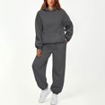 thumbnail image 2 of Trgacdwlo Sweatsets Women 2 Piece Outfit Tracksuit Plain Hoodie with Cuffed Jogger Sweatpants Fall Winter Matching Sweat Set Dark Gray M, 2 of 6