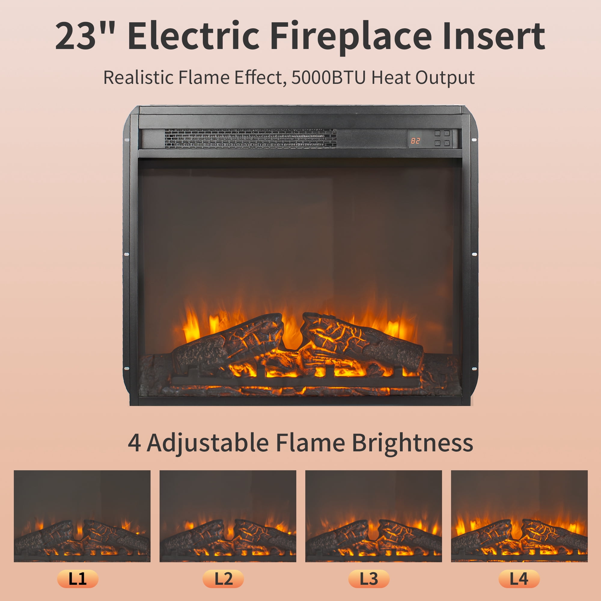 Innoflame 44" Electric Fireplace with Mantel, Freestanding Electric Fireplaces with Faux Marble, Remote, Timer, Adjustable Thermostat & Flame Brightness, White Fireplace for Living Room, 1400W