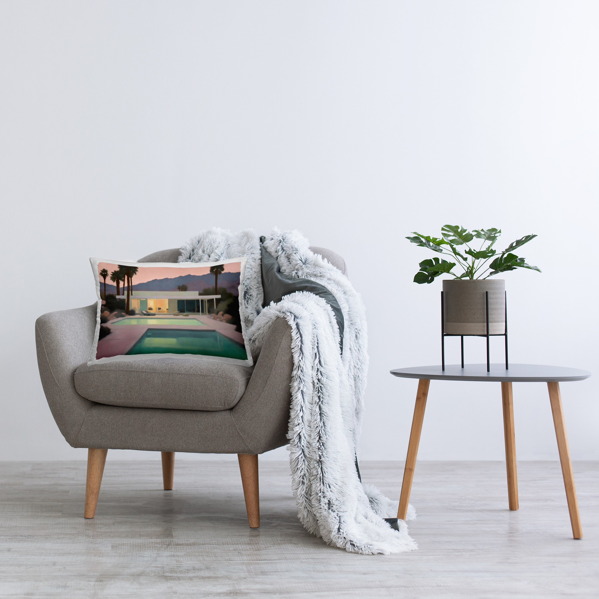 Stupell Industries Tranquil Pool at Sunset Decorative Printed Throw Pillow Design by Noah Bay.