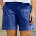 thumbnail image 2 of Women's Cotton Shorts Summer Casual Loose Fit Bermuda Shorts Pull On Mid Waist Solid Short Pants with Pockets, 2 of 6
